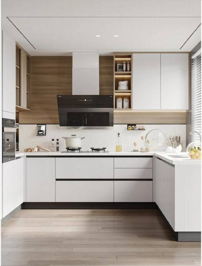 Style A: white and natural wood kitchen