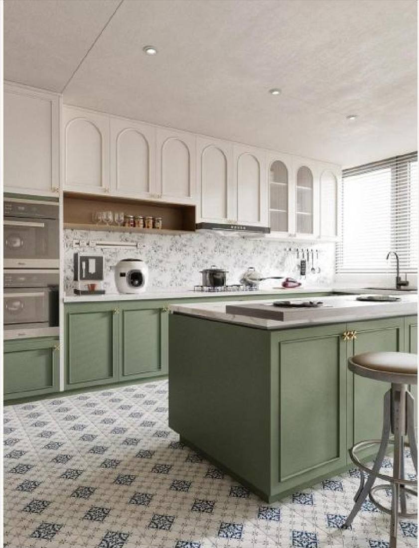 Style D: green lacquer kitchen